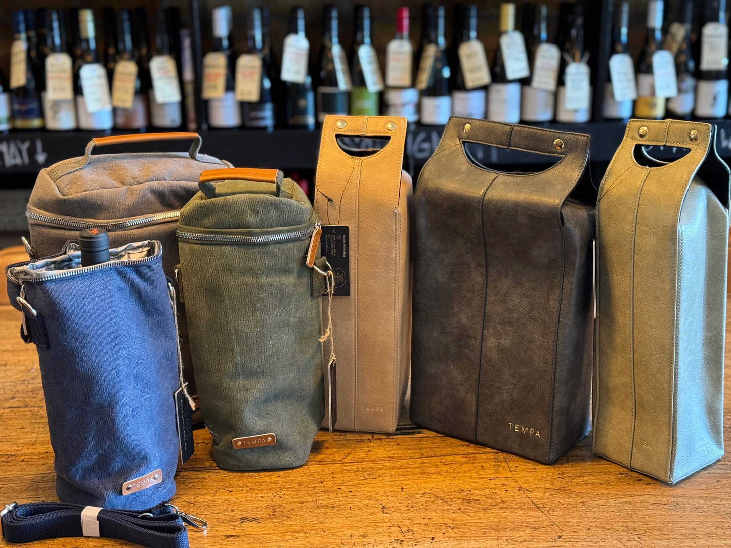 Insulated single wine bag - Sage